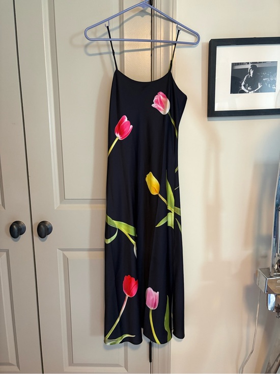 Lisa Says Gah Dresses & Skirts - Tyler McGillivary x Lisa Says Gah Black Tulip-Print Midi Slip Dress